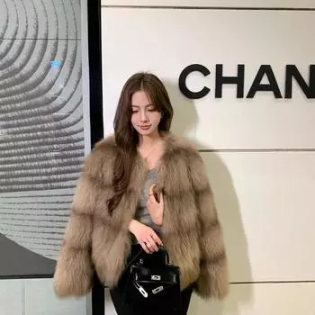Эстетика постепенных изменений 2024 года, осень и зима, новая импортная короткая шуба из лисьего меха с постепенным изменением цвета, меховая полоска для женщин S