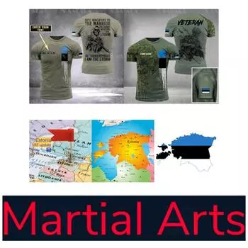 Эстония Эстонский солдат Армия Ветеран Флаг ММА Кикбоксинг UFC Муай Тай Футболка Графический Ретро Винтажный Принт Мужчины Женщины Унисекс Короткий Рукав Круглый Вырез S