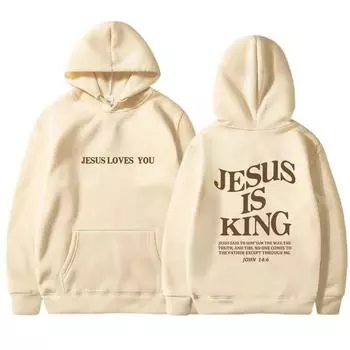 JESUS IS KING Осенние и зимние толстовки для женщин, Amazon с капюшоном и длинными рукавами, двухсторонний принт с буквами, женская одежда S хаки