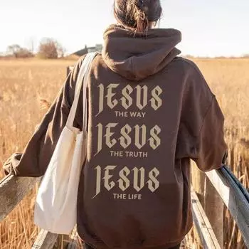 JESUS THE WAY Новая модная осенне-зимняя модель с принтом букв, капюшоном и воротником сзади, а также свободная толстовка из бархата S