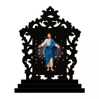 Jesus Wooden Car Dashboard Idols Figurine (Wooden - Size 3x5 Inches) Christian Son of God Statue Lord Sculpture for Worship King of Kings Showpiece