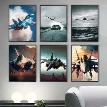 Jet Fighter Canvas Wall Art Modern Military Aviation Posters Prints for Army Enthusiasts Home Living Room Decor Cuadros 21cm30cm NoFrame