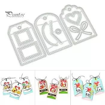 Этикетка Бирка Вырубные штампы DIY Скрапбукинг Тиснение Бумага Карты Фото Ремесло Трафарет Форма серебряный