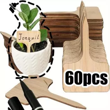 Этикетки для бамбуковых растений, бирки для растений, садовые маркеры T-типа для растений, овощные саженцы, таблички с именем, водонепроницаемые, рукописные бирки для улицы