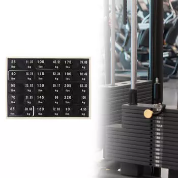 Этикетки с весами от 4,55 до 100 кг. Наклейки с номерами и отверстиями для штифтов для силовых тренировок.