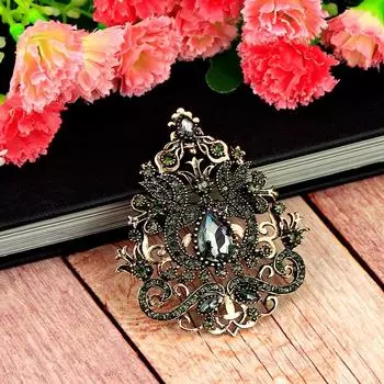 Этническая брошь в виде арабески с цветком, женские ювелирные изделия, винтажное золотого цвета, капля воды, смола, стразы, булавка для шарфа красный