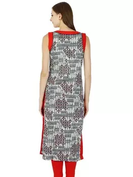 Этническая Курти Индийский Печатный Болливуд Новое Курта Женское Повседневное Топ-Туника Платье 10 покинуть белый