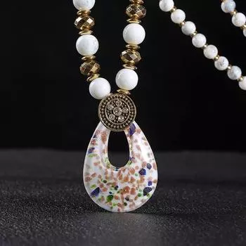 Этническая подвеска-капля, цепочка для свитера - многостильное ожерелье для китайской одежды