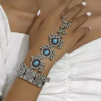 Этническая смола женский браслет-варежка с кисточками винтажный панк браслет на руку кольцо ювелирные изделия аксессуары для женщин