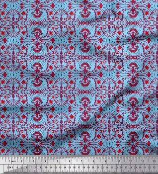 Этническая ткань штофа ткани сатинировки Креп Соимои Японии печатает метражом 42 дюйма 42 Inch Wide - Poly Crepe синий