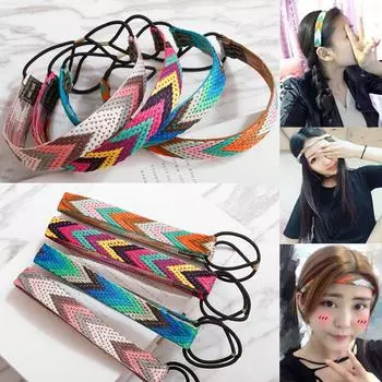 Этническая вышивка цветок винтажная богемная повязка на голову ретро аксессуары для волос эластичная повязка для волос