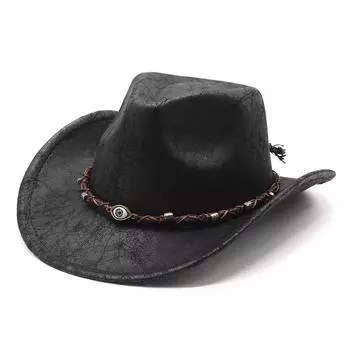 Этническая замшевая текстурированная ковбойская шляпа для мужчин и женщин, винтажная большая уличная шляпа с козырьком в стиле джаз M56-58cm