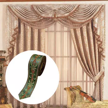 Этническая жаккардовая лента 16,4 фута Ткань для декора штор Швейные проекты Сумки Товары для дома зелёный