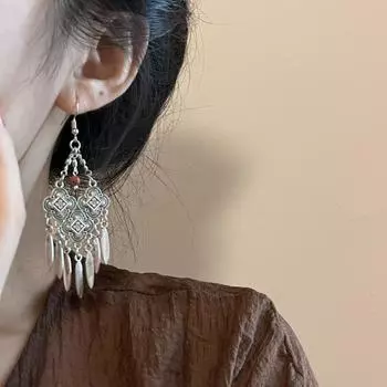 Этнические богемные ретро-кисточки длинные преувеличенные серьги женские милые ювелирные аксессуары 1Pair