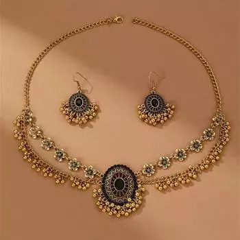 Этнические хрустальные бусины, цветочные ожерелья, серьги для женщин, комплекты ювелирных изделий в стиле Богемия
