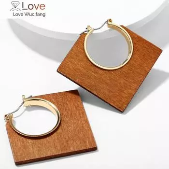 Этнические новые геометрические квадратные серьги-подвески деревянные серьги-ромбы модные серьги ручной работы из африканского дерева для женщин ювелирные изделия