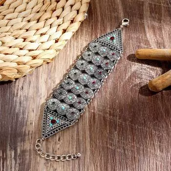 Этнические ретро-сплавные женские браслеты с бриллиантами, украшения для отпуска, аксессуары в стиле бохо