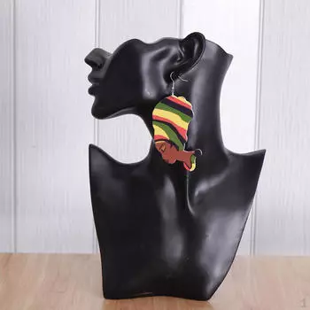 Этнические серьги-подвески в виде головы леди в стиле африканского племени