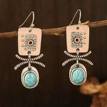Этнические серебряные серьги женские богемные ретро-серьги серебряный