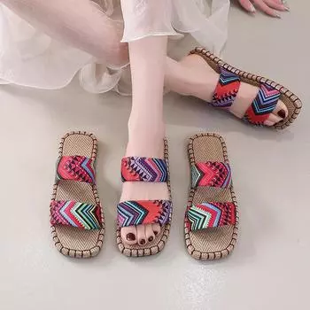 Этнические тапочки женская летняя мода с юбкой 2024 новый супер огонь приморский пляж круто 36