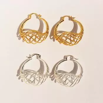 Этнические трехмерные полые волнистые серьги-гвоздики модные индивидуальные преувеличенные серьги ювелирные изделия 01-1 серебряный