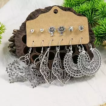Этнические винтажные геометрические серьги в стиле бохо для женщин, модные серьги-подвески в виде листьев, металлические кисточки, Wat I7X9 Silvery-Onesize