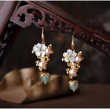 Этнические винтажные серьги-подвески из пресноводных бусин, модные ювелирные изделия, серьги-подвески в виде ракушек для женщин A
