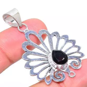 Этнический кулон из стерлингового серебра 925 пробы с натуральным черным шпинелем, 2,01 дюйма u5P29