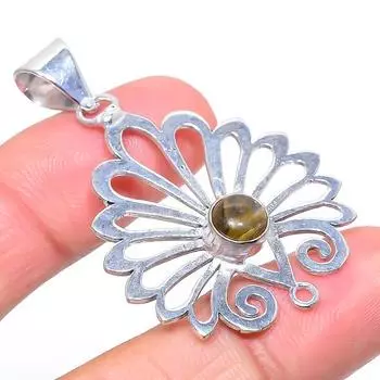 Этнический кулон из стерлингового серебра 925 пробы с натуральным лабрадоритом, 1,97 дюйма, p4T74