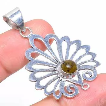 Этнический кулон из стерлингового серебра 925 пробы с натуральным лабрадоритом, 1,97 дюйма, H8A44