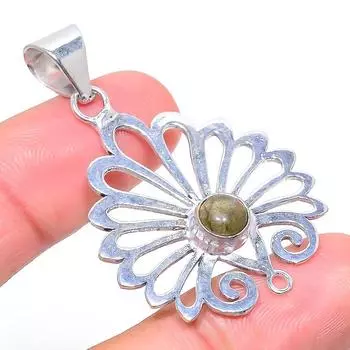 Этнический кулон из стерлингового серебра 925 пробы с натуральным лабрадоритом, 1,97 дюйма, G3r58
