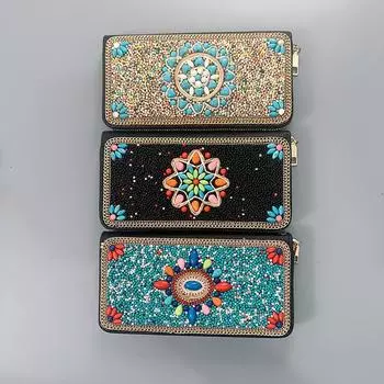 Этнический ретро-клатч ручной работы: Сумка для вечернего макияжа и хранения с рисовыми бусинами на молнии
