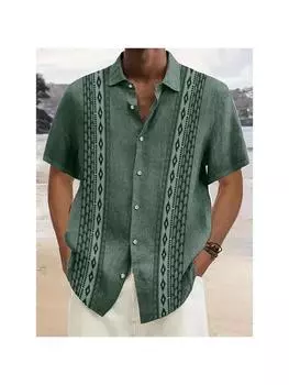 Этнический Стиль 3D Принт Гавайские Пляжные Рубашки Мужские Женские Повседневная Мода Винтаж Уличная Одежда Рубашка с Коротким Рукавом Блузка Мужская Одежда S