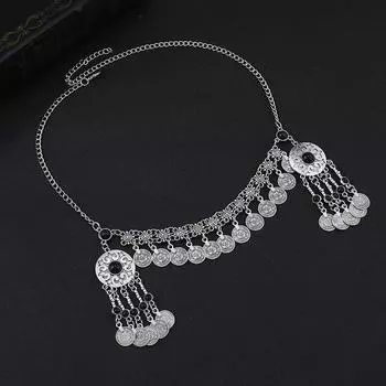 Этнический стиль экзотический головной убор монеты бахрома цепочка на лоб Синьцзян Казахстан ретро путешествия фотография аксессуары для волос женщины