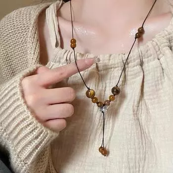 Этнический стиль Бабочка плетеная веревка бисерное ожерелье женское ретро нишевый дизайн высококачественный нишевый свитер цепочка