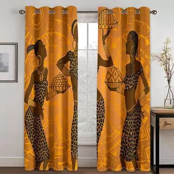 Этнический стиль, девушка, 3D цифровая вишневая занавеска, гостиная, спальня, украшение для дома, 90 г, полиэфирное волокно, ткань для штор, две части W50xH130(CM)x2pcs&Hook красный