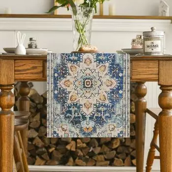 Этнический стиль, флаг для стола, украшение из ткани для ресторана, льняная скатерть, коврик для обеденного стола, богемный стиль, мягкое украшение для дома 33x90cm