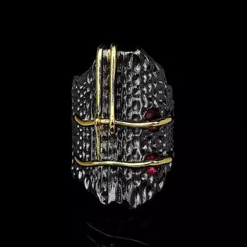 Этнический стиль, гранат, рубин, современные женские кольца, ювелирные изделия, креативное черное золото, двухцветное кольцо, ювелирные изделия для свадебной вечеринки 6 чёрный