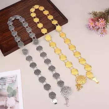 Этнический стиль Колокольчик Кисточка Женские Цепочки для тела Полые Резные Цветы Панк Подвески Цепочки для танца живота Богемные Цепочки на талию серебряный