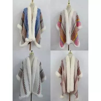 Этнический стиль меховая шаль женская верхняя одежда осень и зима новый модный стильный высококачественный воротник из меха кролика шарф утолщенная накидка для женщин One size