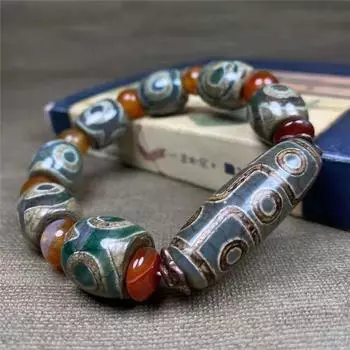 Этнический стиль натуральный нефритовый халцедоновый бисер ювелирный браслет ретро аксессуары подарок для любовника 1