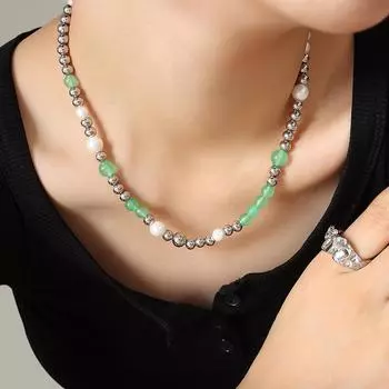 Этнический стиль Нефритовый Бусины Искусственный Жемчуг Сращивание Ожерелье Нишевый Дизайн Богемный Ключица Шея Цепь