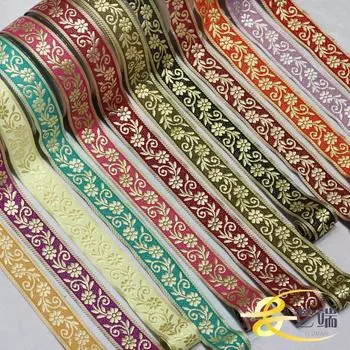 Этнический стиль полиэстер цветной жаккардовый шнур для аксессуаров одежды 3#*3CM 100 yards/roll