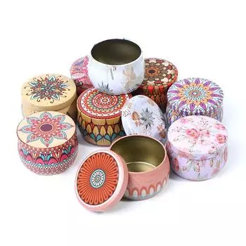 Этнический стиль Пустая жестяная банка с жестяной крышкой Запечатанная банка для свечей, конфет, ювелирных изделий, контейнер для хранения, украшение для дома, свадебный подарок as the picture