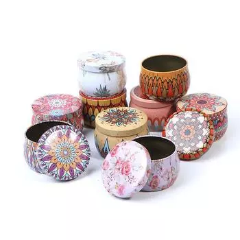 Этнический стиль Пустая жестяная банка с жестяной крышкой Запечатанная банка для свечей, конфет, ювелирных изделий, контейнер для хранения, украшение для дома, свадебный подарок as the picture