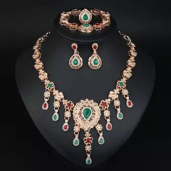 Этнический стиль ретро-богемное ожерелье ювелирные изделия из четырех частей женские аксессуары золотой