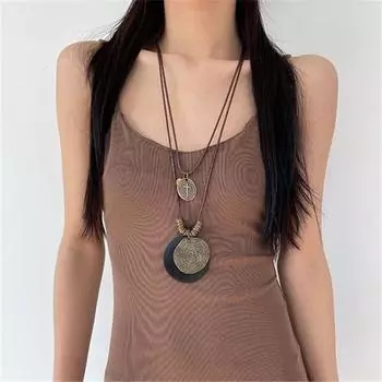 Этнический стиль ретро деревянная цепочка свитера богемный праздничный стиль многослойная одежда длинное ожерелье женские аксессуары ювелирные изделия A