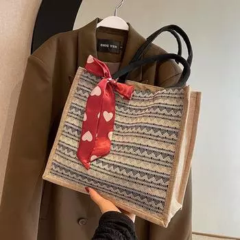 Этнический стиль ретро льняная сумка-тоут женская большая вместительная сумка через плечо модная сумка для мамочек классная сумка через плечо