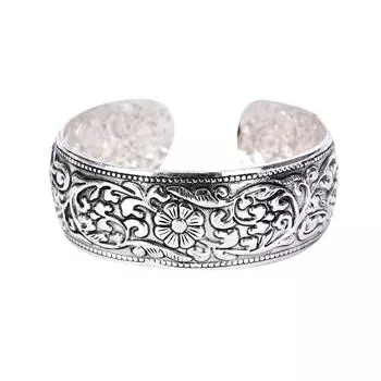Этнический стиль Ретро резной открытый широкий браслет Ультра-широкий полный резной браслет