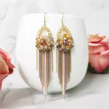 Этнический стиль ручной работы ретро богемный бахрома серьги женские отпуск стиль индивидуальный темперамент серьги украшения для ушей абрикосовый